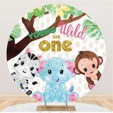 Lofaris One Birthday Young Wild Elephant Round Party Backdrops